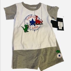 NWT Converse 24M 2-Piece Matching Shirt & Shorts - Dinosaurs